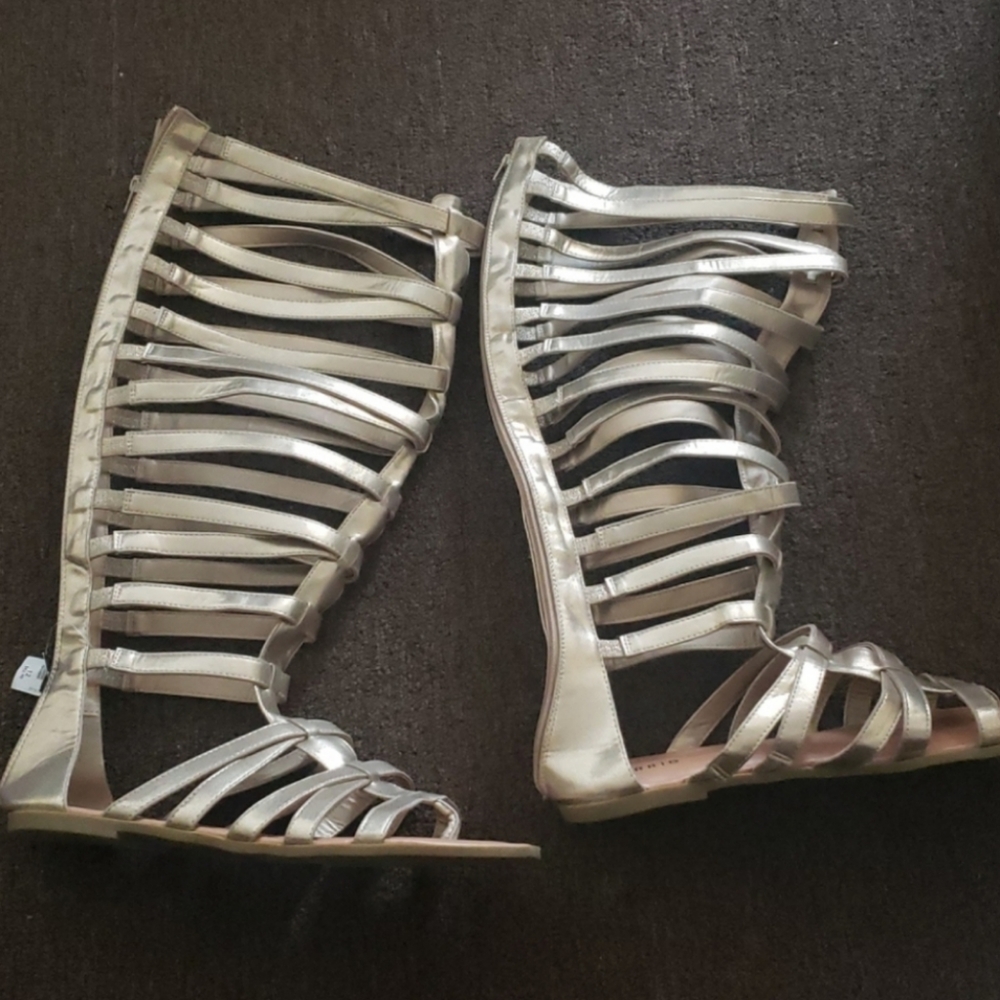 Gold Gladiator Sandles. Wide Calf
